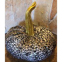 Cheetah Fabric Pumpkin, Fall Pumpkin Centerpiece, Thanksgiving Leopard Large Real Stem Pumpkins | Etsy (US)