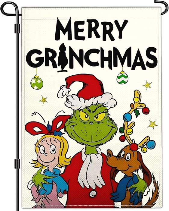 Merry Grinchmas Garden Flag Christmas Garden Flags for Outside 12x18 Double Sided Christmas Vacat... | Amazon (US)