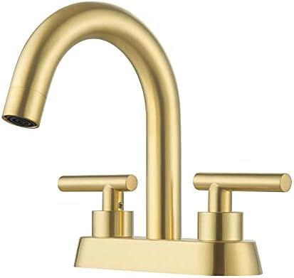 KES Brushed Gold Bathroom Faucet Modern 4 Inches Centerset Vanity Faucet Brass Construction Brush... | Amazon (US)