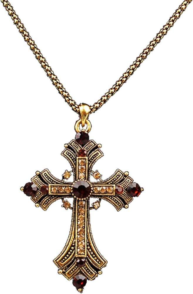 Large Detailed Cross Drill Pendant Necklace Silver Color Tone Gothic Punk Jewellery Fashion Charm... | Amazon (US)