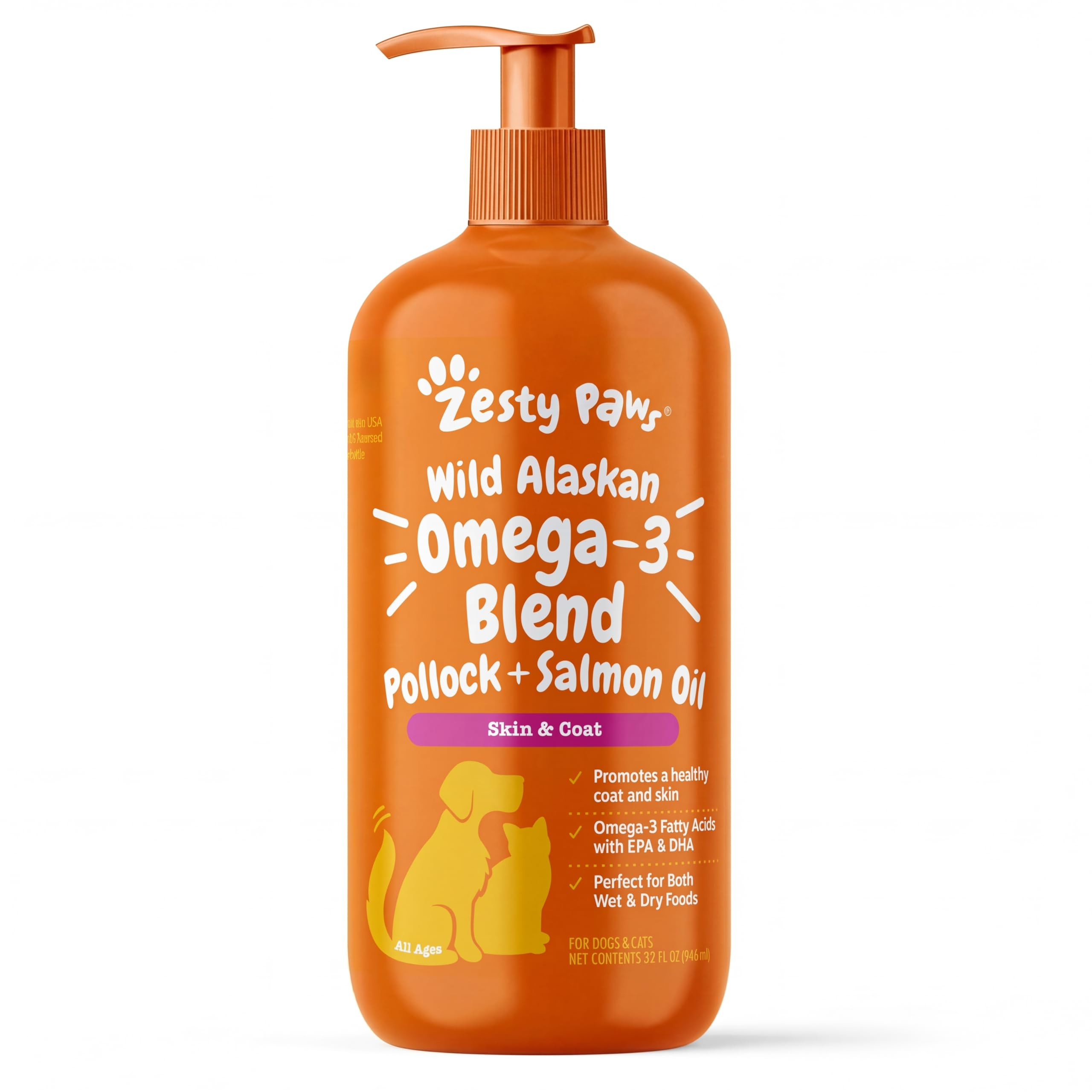 Zesty Paws Wild Alaskan Omega-3 Blend Pollock + Salmon Oil for Dogs and Cats- Skin and Coat Suppo... | Amazon (US)