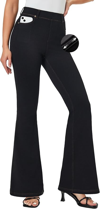 IUGA Bell Bottom Jeans for Women High Waisted Stretchy Pull On Sweatpant Jeans Women Flare Leggin... | Amazon (US)