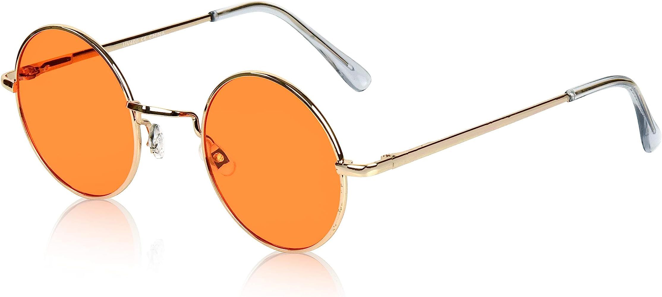SunnyPro Retro Round Sunglasses Small Colored Lens Hippie Glasses | Amazon (US)