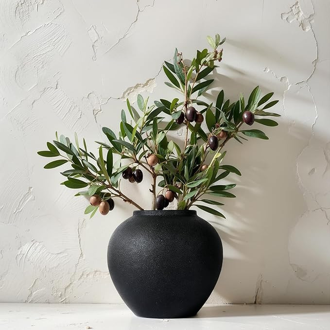 8.3″ Matte Black Ceramic Vase – Modern Rustic Decorative Vase for Pampas Grass, Flowers & Gre... | Amazon (US)
