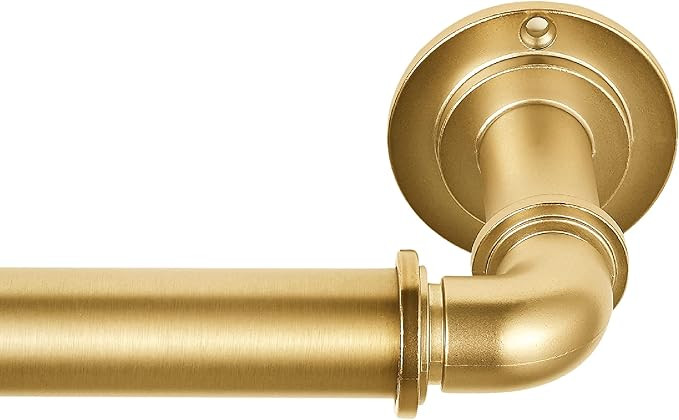 MODE Industrial Room Darkening Decorative Curtain Rod Set - 72 to 144 in, Brushed Gold | Amazon (US)
