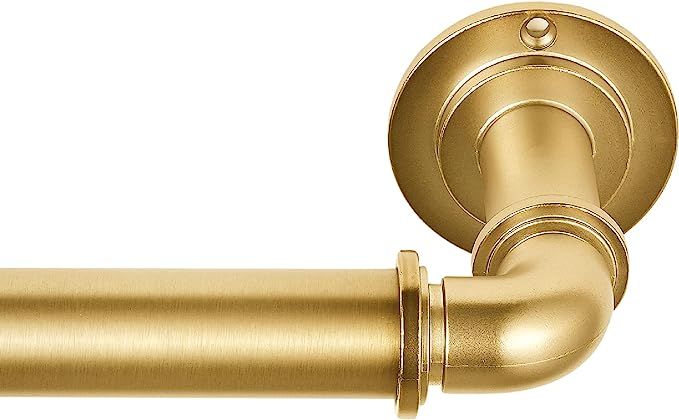 MODE Industrial Room Darkening Decorative Curtain Rod Set - 72 to 144 in, Brushed Gold | Amazon (US)