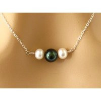 Genuine Freshwater & Tahitian Black Pearl Necklace, Minimalist Quality Pearl, Gift For Her | Etsy (US)