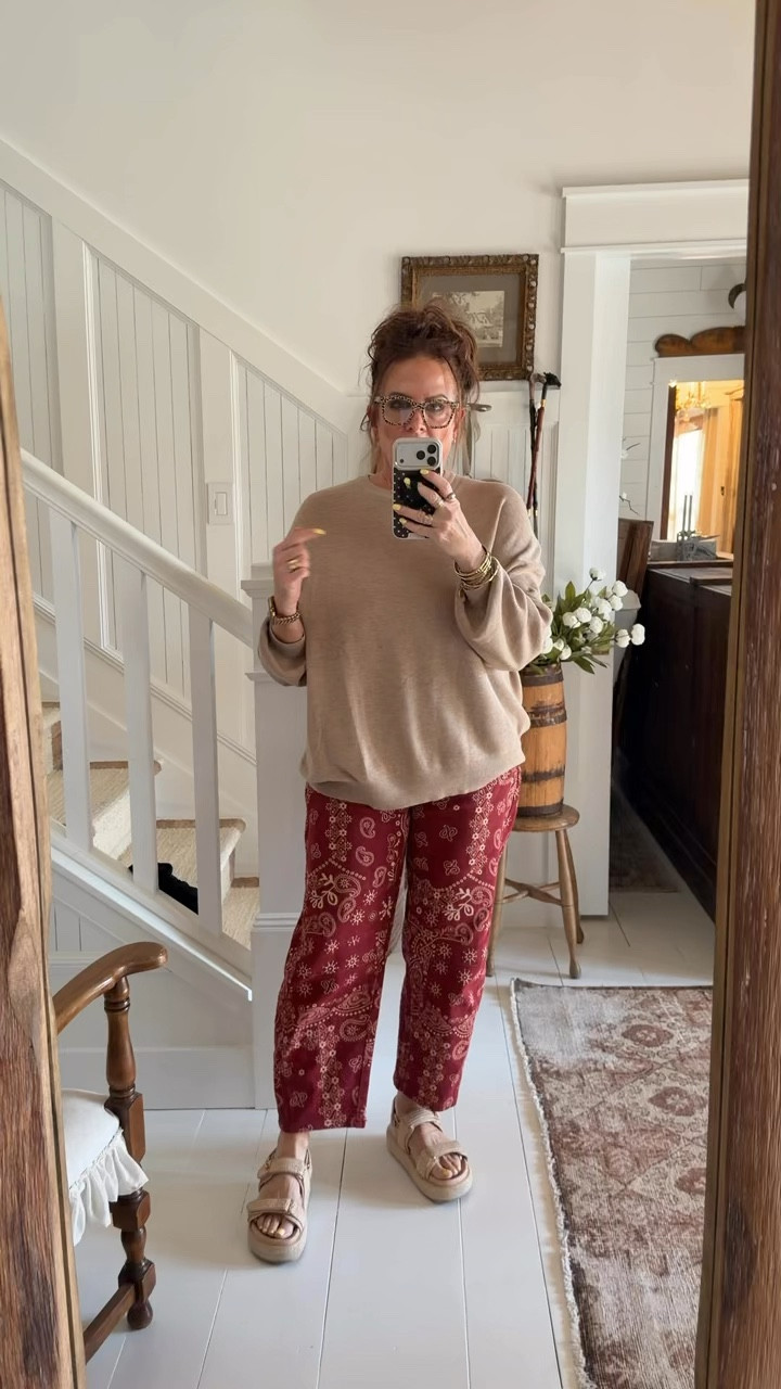 My outfit of the day includes this casual crewneck top, floral printed denim, platform sandals, and Peepers readers. 

#LTKMidsize #LTKgrwm #LTKootd