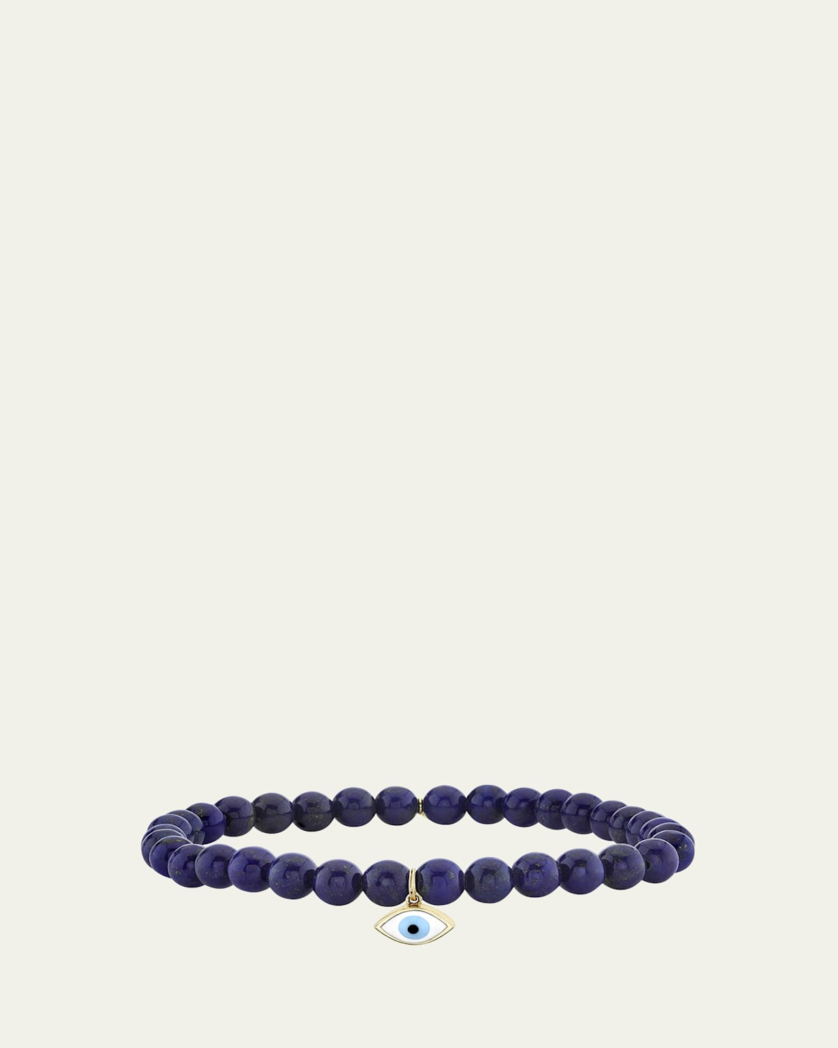 14K Gold & Enamel Evil Eye Charm on Lapis Beaded Bracelet | Bergdorf Goodman