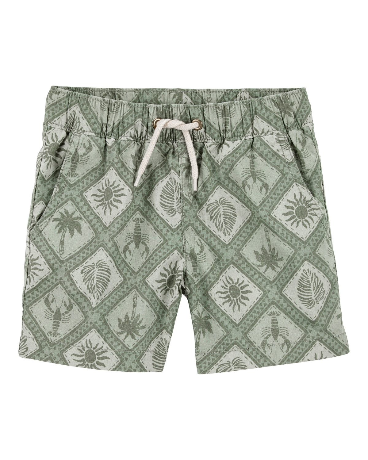 Toddler Tile Print Drawstring Shorts - Green - OshKosh | Carter's | Carter's Inc