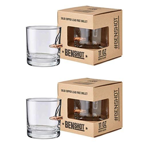 [set of 2] The Original BenShot Bullet Rocks Glass with Real .308 Bullet | Made in the USA | Amazon (US)