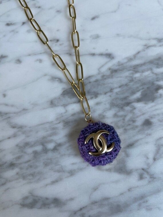 Repurposed Button Necklace  Purple Tweed Pendant | Etsy | Etsy (US)