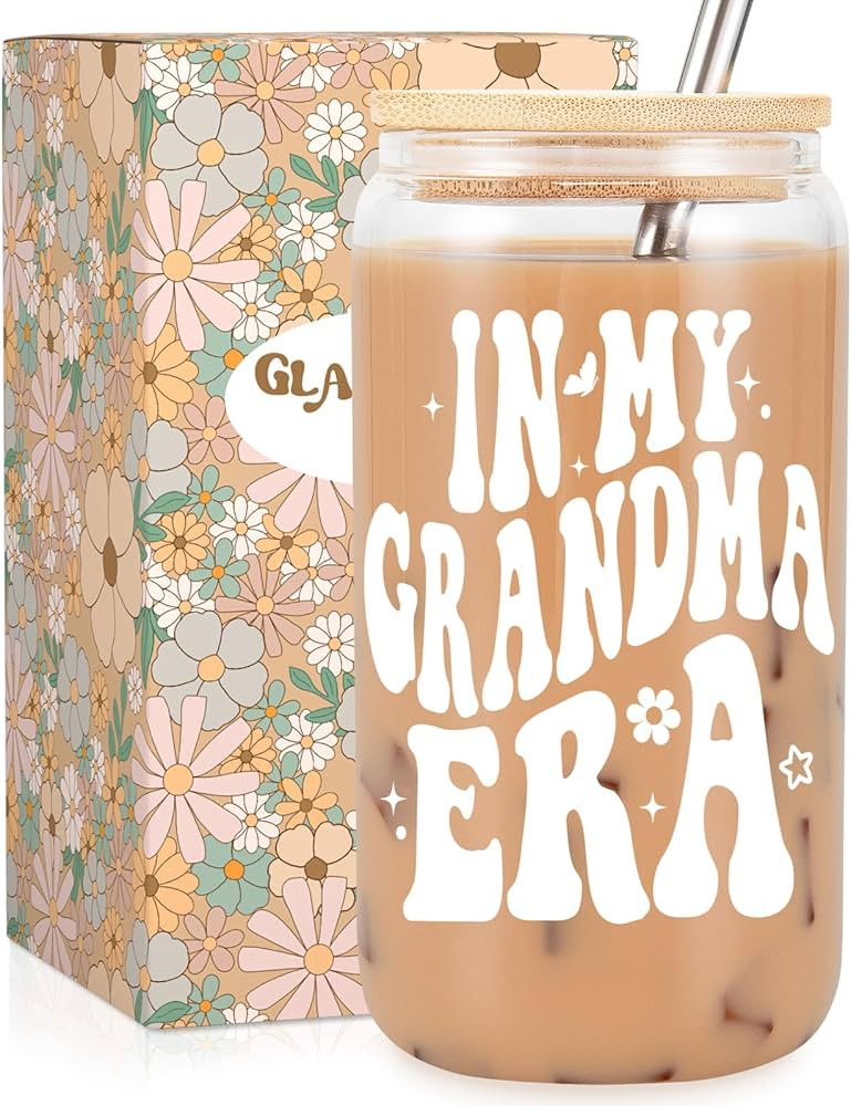 Fairy's Gift Grandma Gifts, in My Grandma Era Cup, Cute Iced Coffee Grandma Cup, 16 oz Glass Cups... | Amazon (US)