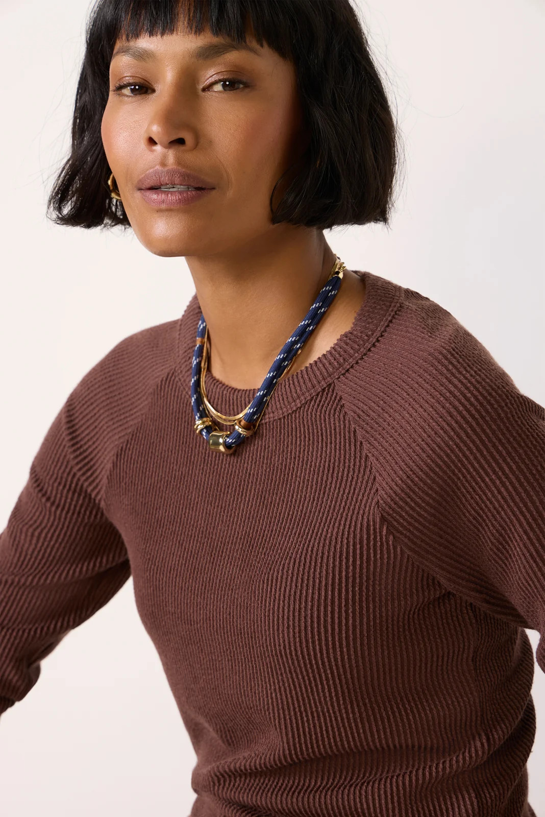 SOLSET Women's Perry Raglan Washed Rib Top, Size XS, Brown | Evereve