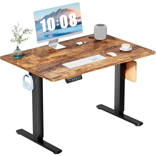 SMUG Standing Desk, Adjustable Height Electric Sit Stand Up Computer Table, 40x24 Inch Ergonomic Rising Modern Lift Motorized Gaming Desktop Workstation for Work Home Office - Rustic Brown | Amazon (US)