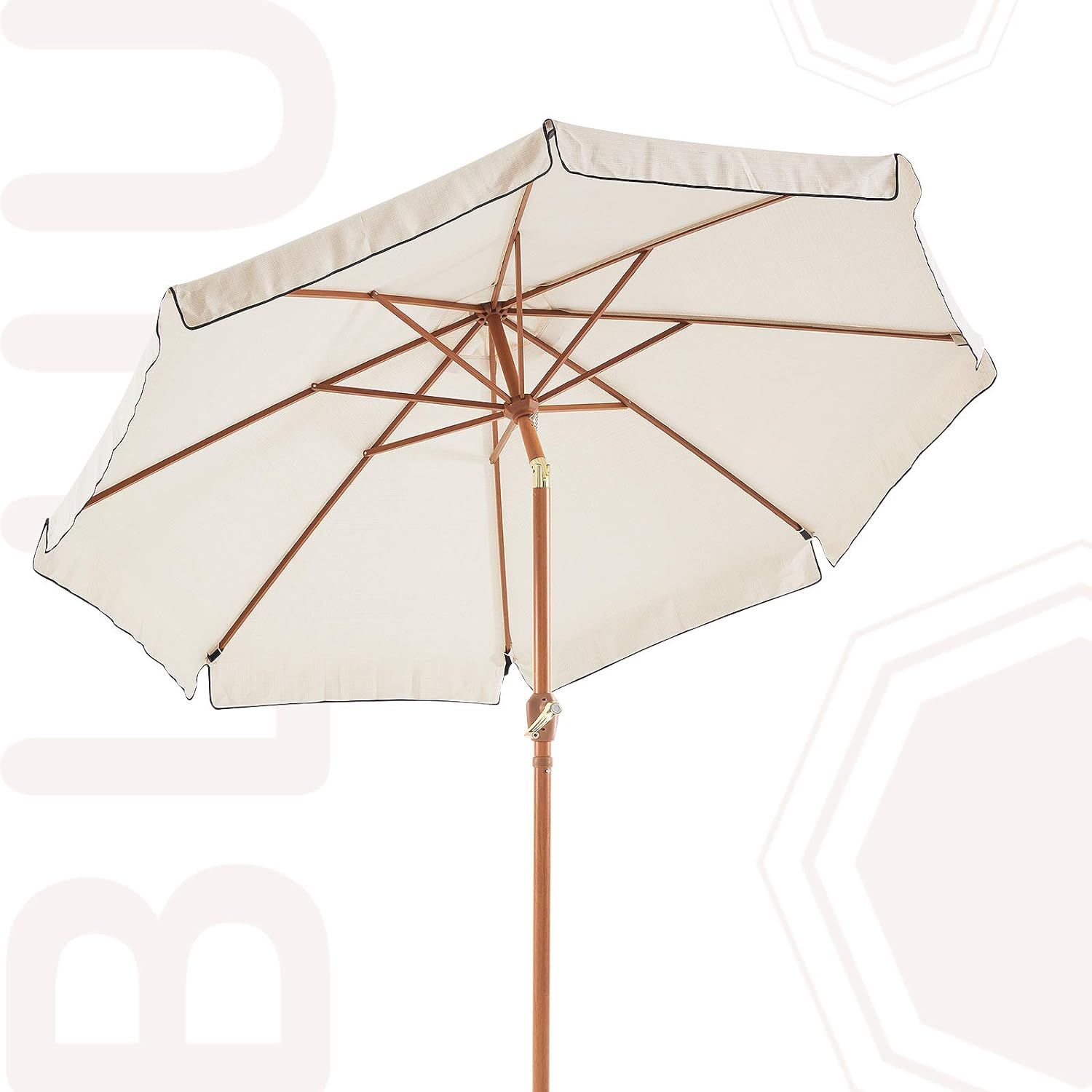 BLUU 9 FT Fringed Market Umbrella Aluminum Outdoor Patio Table Umbrellas with Tilt Aluminum Faux ... | Amazon (US)