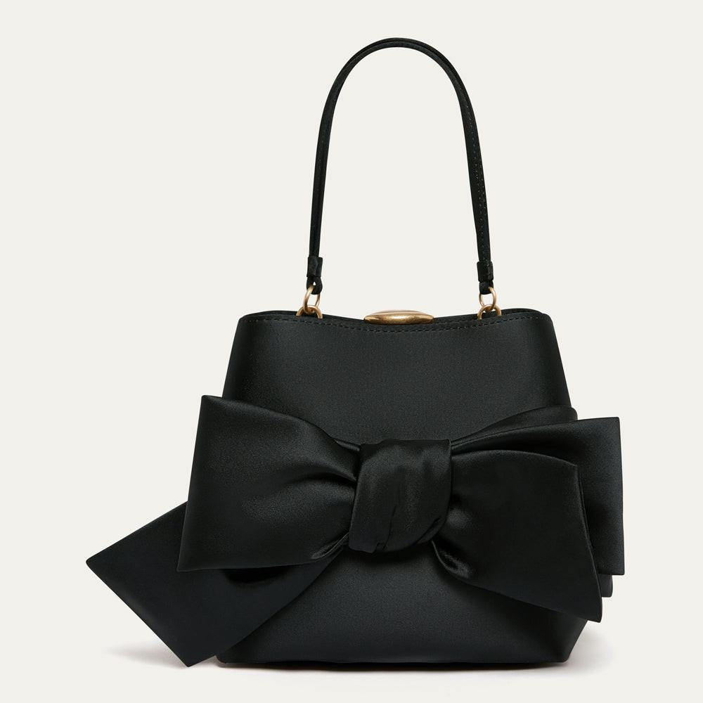 BLACK SATIN BOW RUBY HANDBAG | Lulu Guinness (UK)