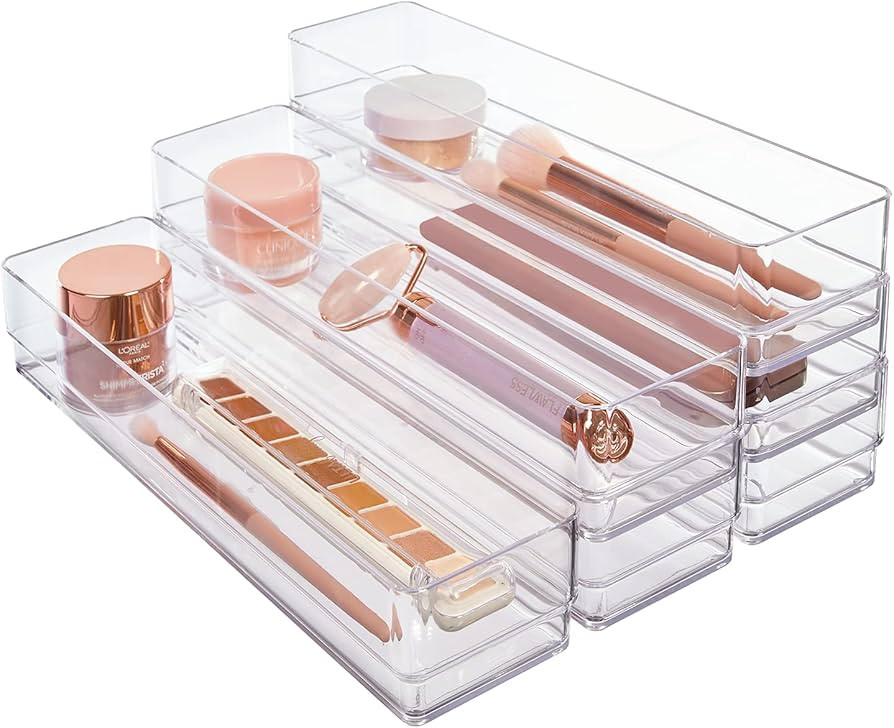 STORi SimpleSort 6-Piece Stackable Clear Drawer Organizer Set | 12" x 3" x 2" Rectangle Trays | N... | Amazon (US)