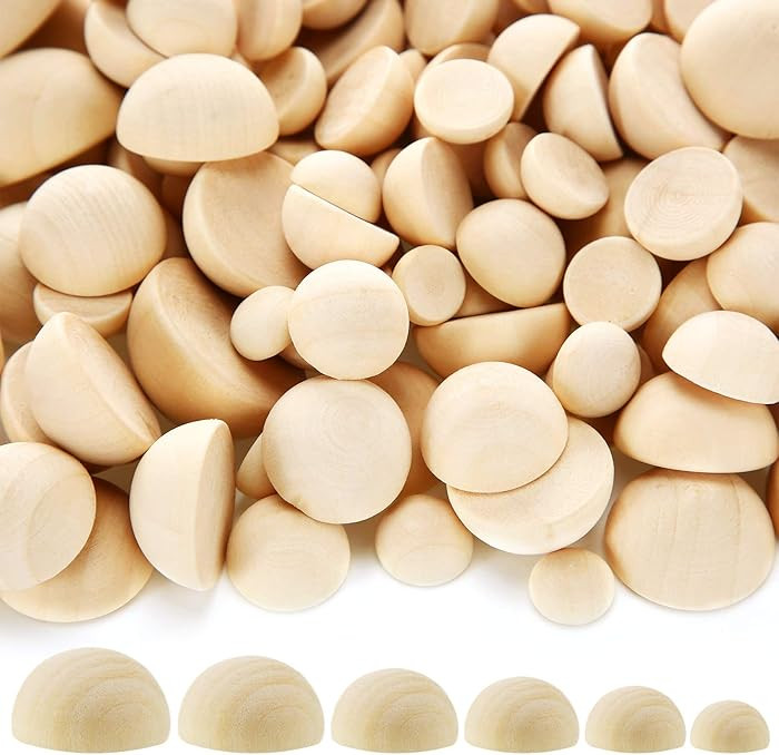 Jetec 300 Pcs Half Wooden Balls Beads 6 Sizes Natural Unfinished Craft Split Wooden Half Round Ba... | Amazon (US)