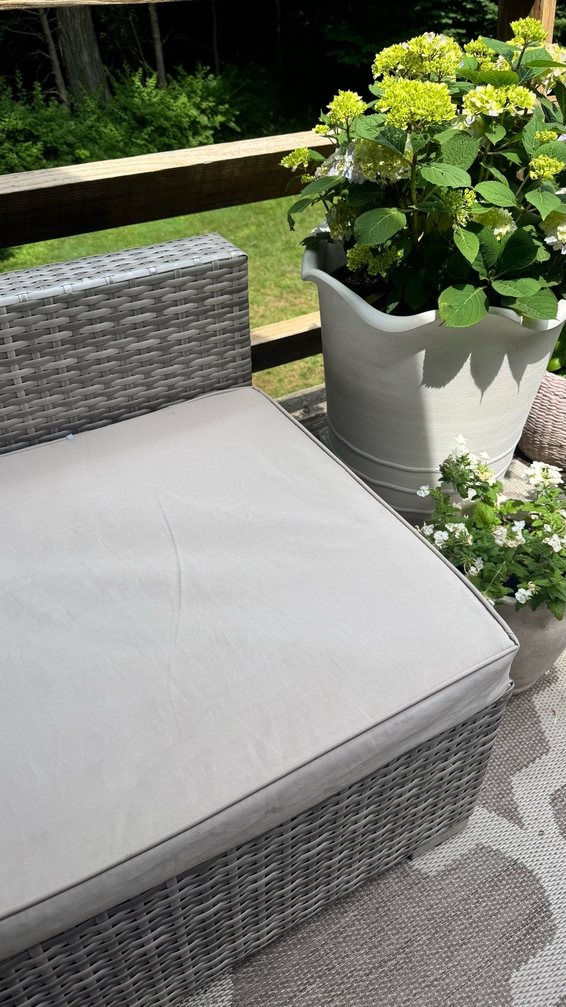 The before and after on these cushions blows my mind! I found the perfect mildew stain remover that has made my cushions look like brand new!