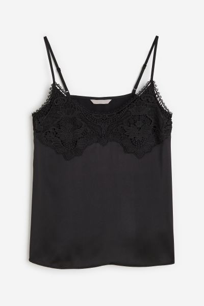 Top lencero con encaje - Negro - MUJER | H&M ES | H&M (FR, IT, ES, PT, BE)