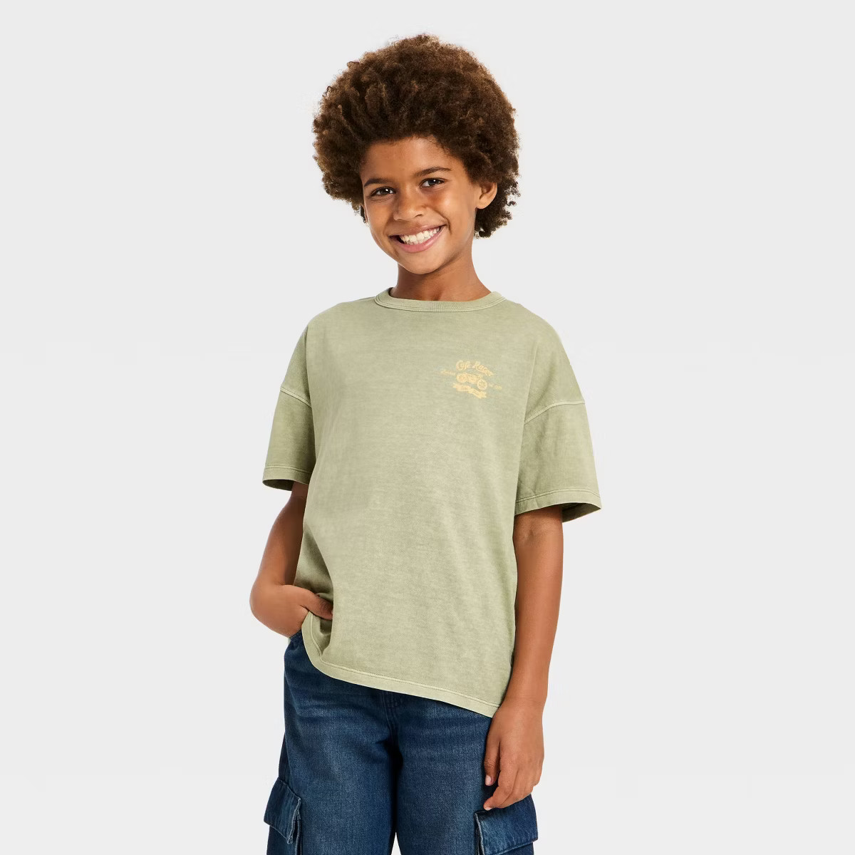Boys' Short Sleeve 'Cafe Racer' Printed T-Shirt - Cat & Jack™ Green | Target