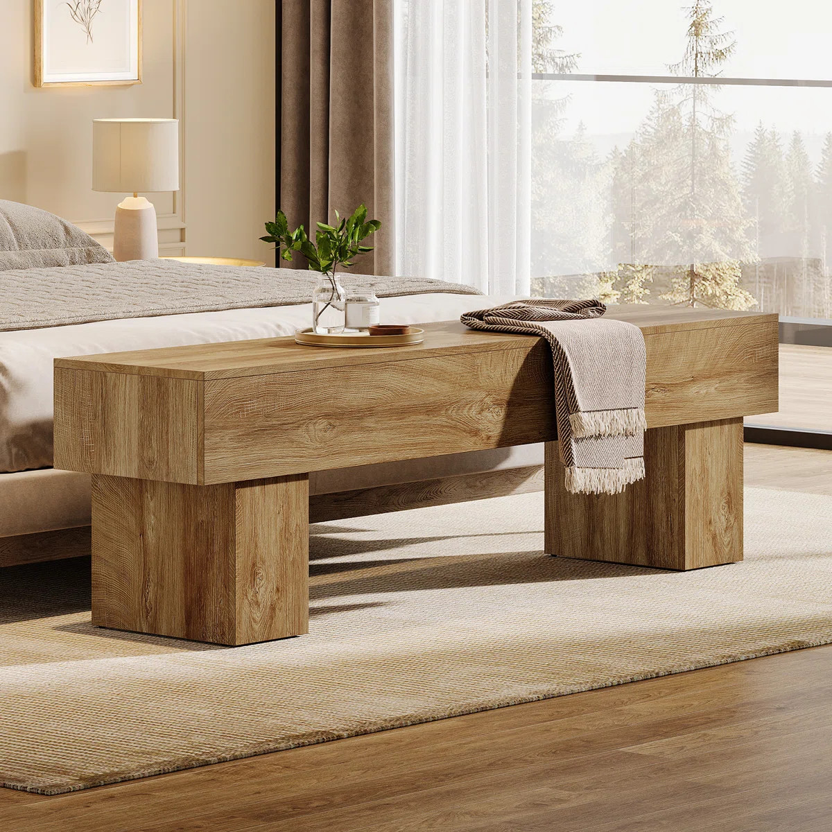 63-inch farmhouse Wooden Indoor bench for Entryway, Bedroom | Wayfair North America