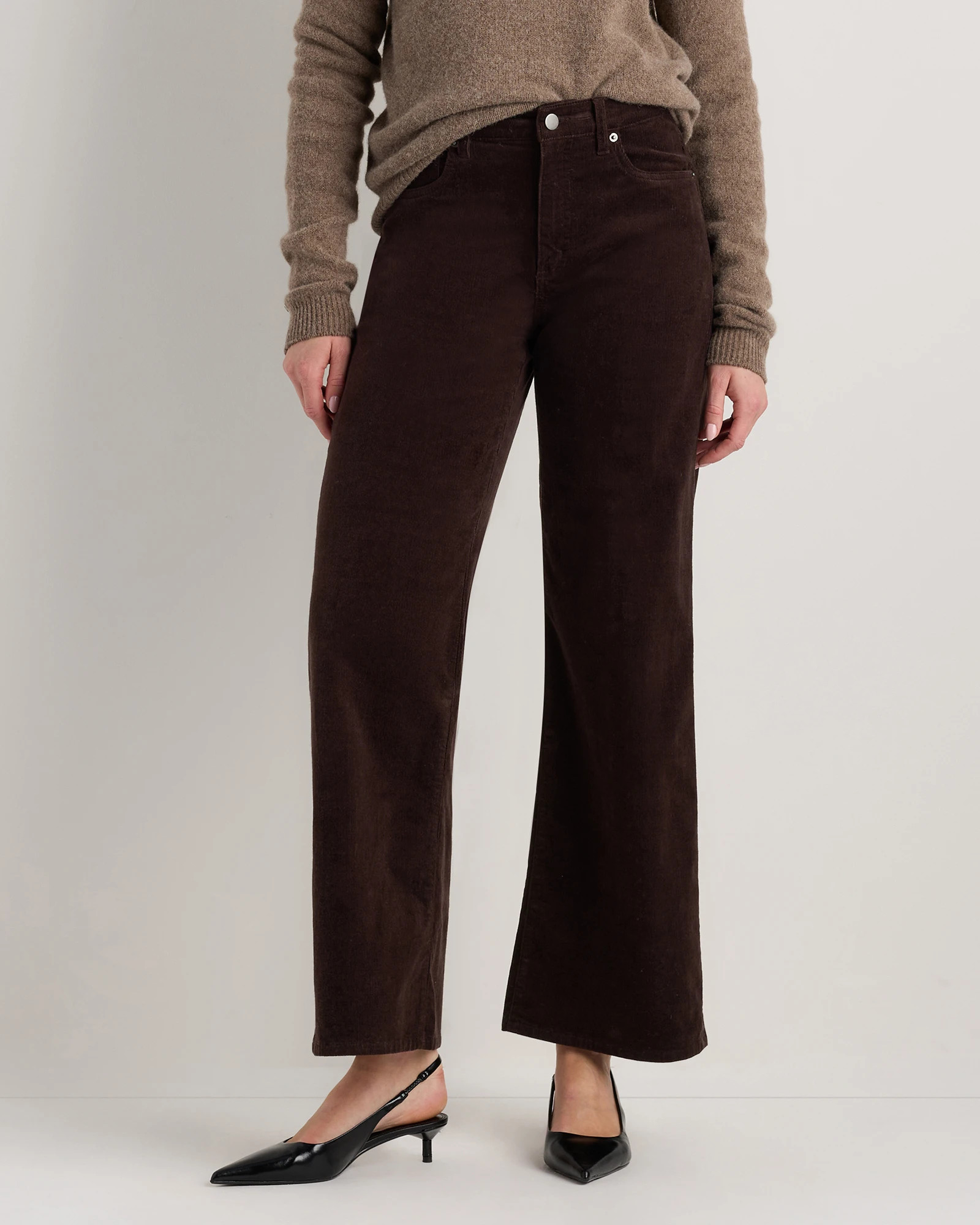 Quince | Women's Organic Stretch Corduroy Wide Leg Pants in Seaweed, Size 0, Organic Cotton | Quince