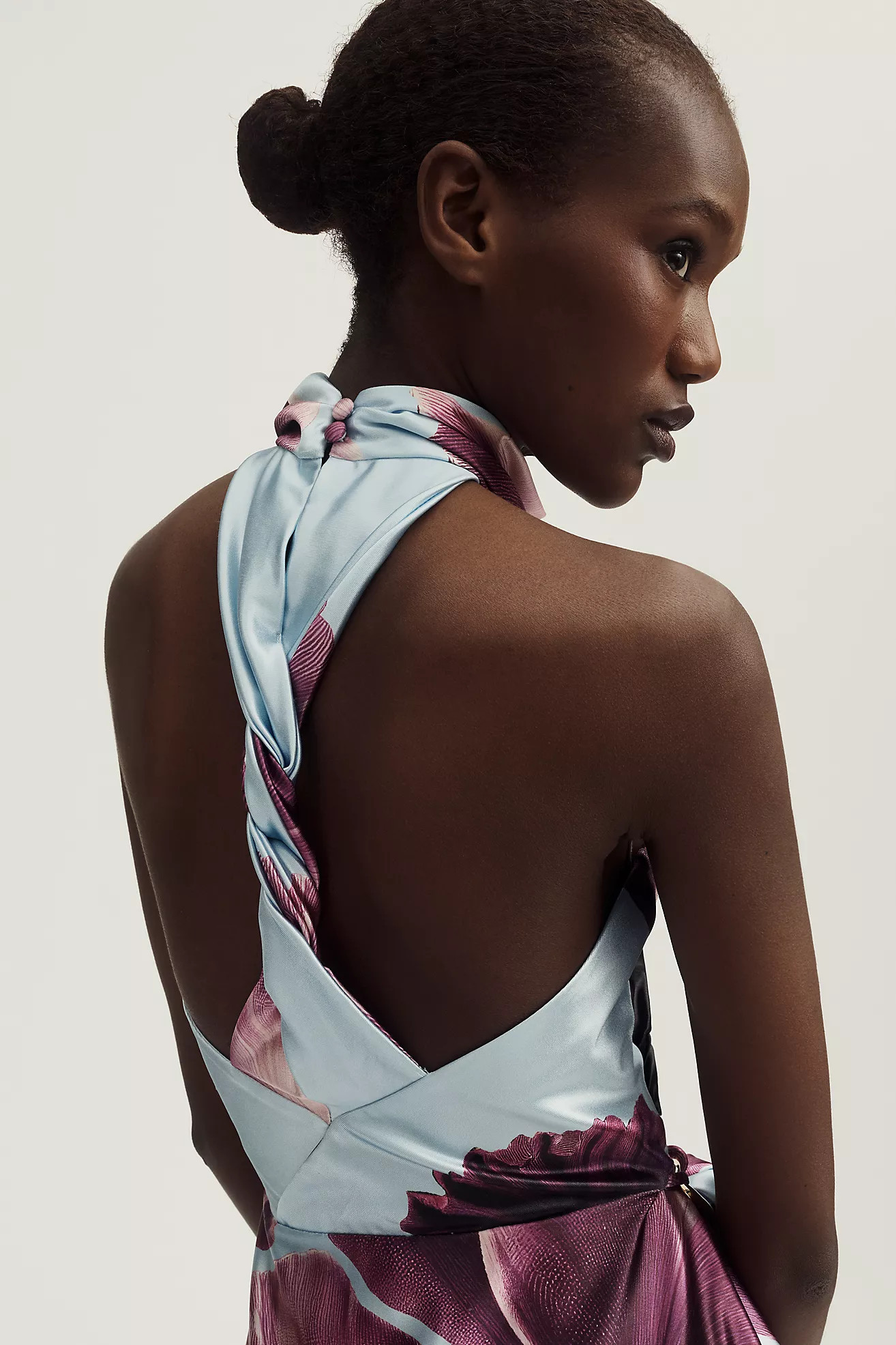 Maeve Draped Halter Satin Mini Dress | Anthropologie (US)