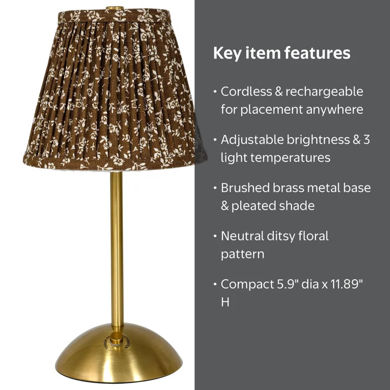 Home Decor Collection Sterling & Noble Home Brown Floral Rechargeable Table Lamp | Walmart (US)