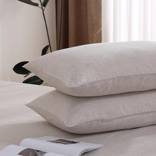 King Pillow Cases Set of 2, 100% Natural French Linen Pillowcase Soft Breathable Envelope Closure... | Amazon (US)