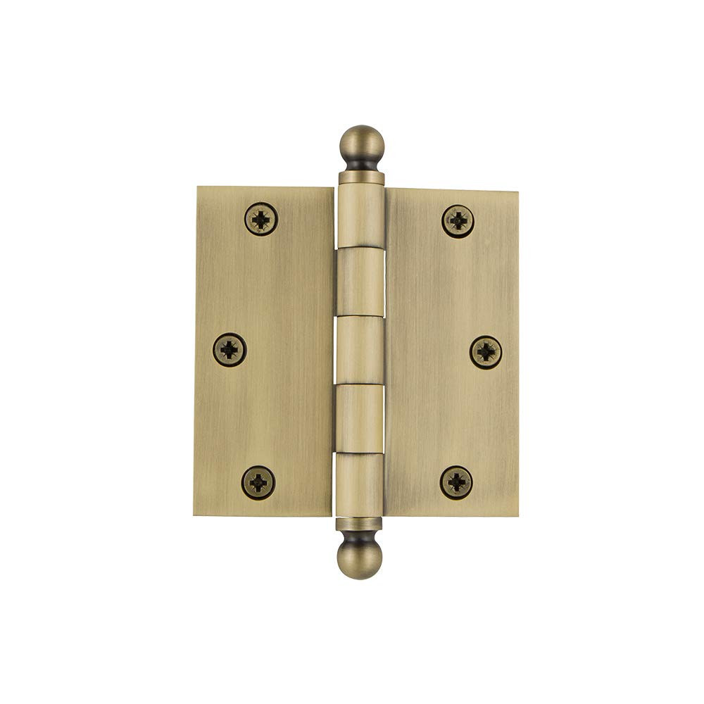 Nostalgic Warehouse 728345 3.5" Ball Tip Residential Square Corners Door Hinge, Antique Brass | Amazon (US)