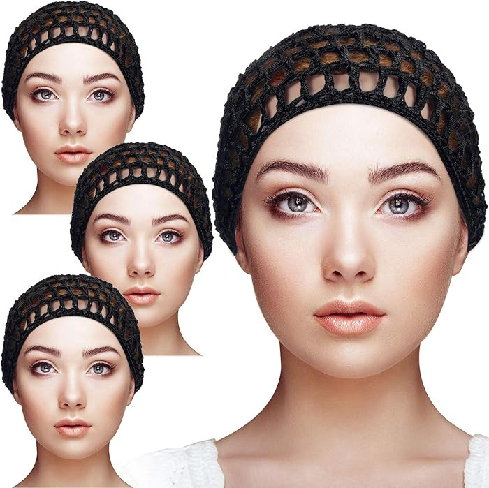 Geyoga 4 Pieces Mesh Crochet Hair Net Rayon Knit Snood Hat Thick Short Women Hairnet Snoods Cover... | Amazon (US)