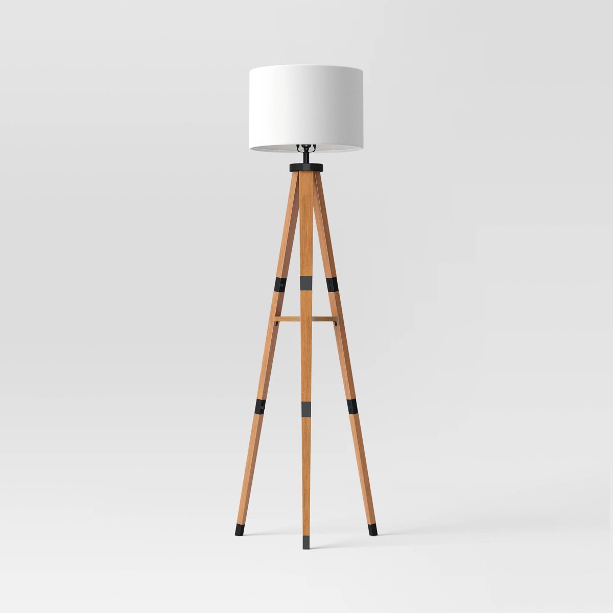 Tripod Floor Lamp with Shelf Brown Wood - Threshold™ | Target
