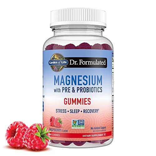 Garden of Life Magnesium Citrate Supplement Gummies with Prebiotics & Probiotics for Stress, Sleep & Recovery - Vegan, Gluten Free, Kosher, Non-GMO, No Added Sugars, Raspberry Flavor, 60 Count | Amazon (US)