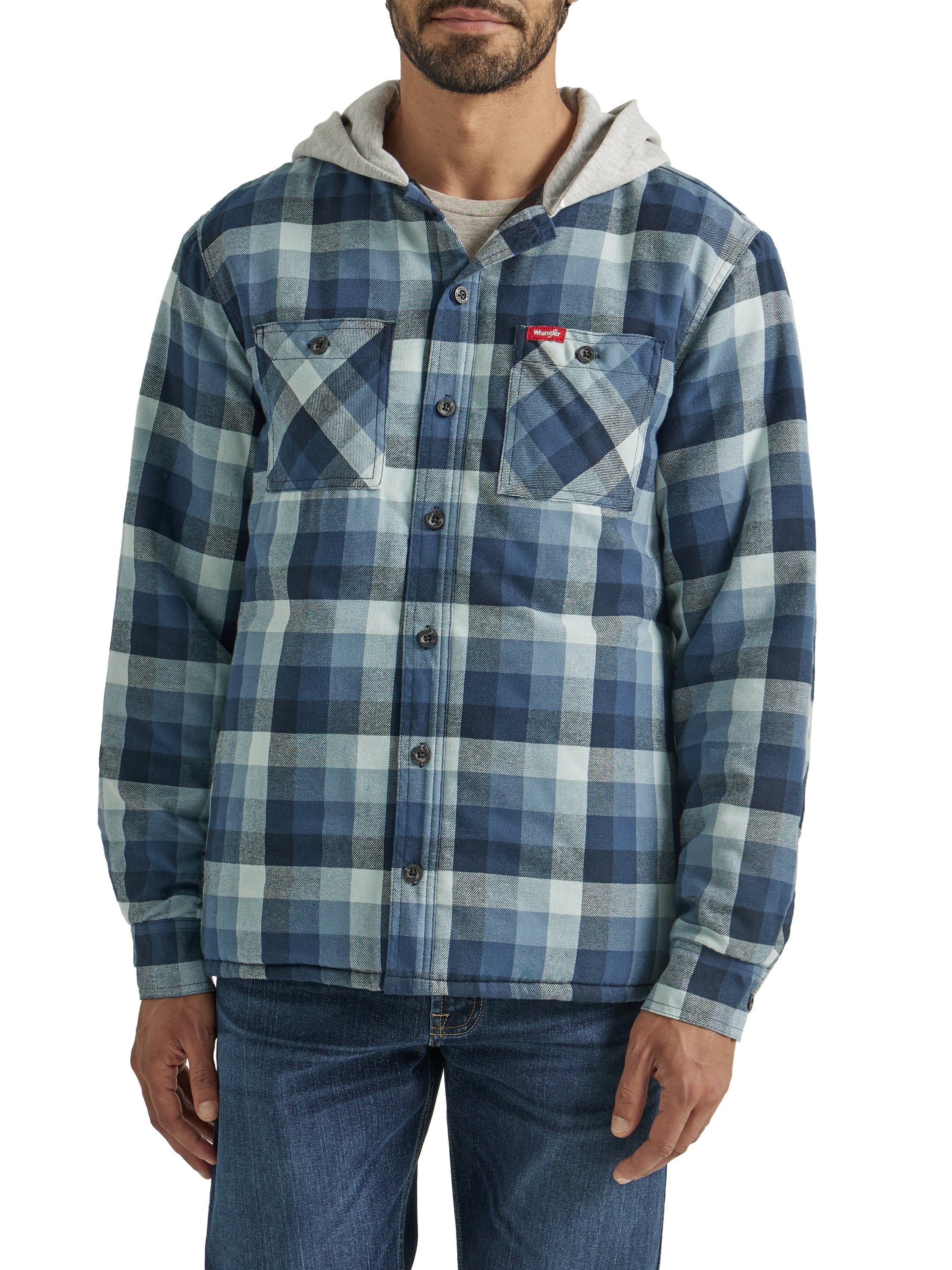 Wrangler® Men's and Big Men's Heavyweight Hooded Shirt Jacket, Sizes S-5XL - Walmart.com | Walmart (US)