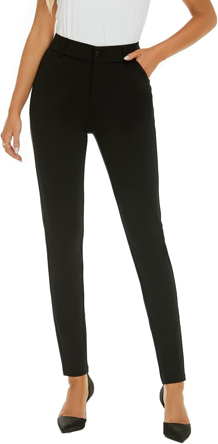 Women's High Waist Skinny Comfy Stretchy Work Pants with Pockets | Amazon (US)