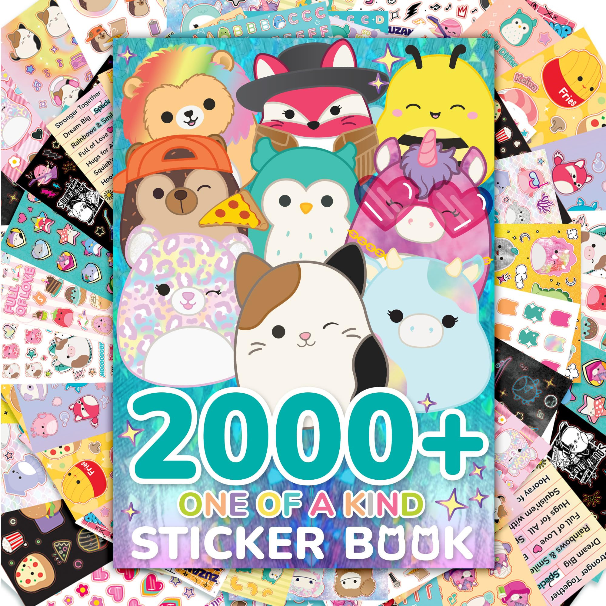 Original Squishmallows 2000+ One of a Kind Sticker Book, 43 Sticker Sheets, Kawaii Squishmallows ... | Amazon (US)