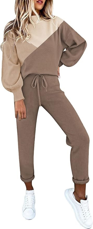 Fixmatti Women's 2 Piece Outfits Long Sleeve Pullover Sweatshirt Jogger Pants Sweatsuit | Amazon (US)