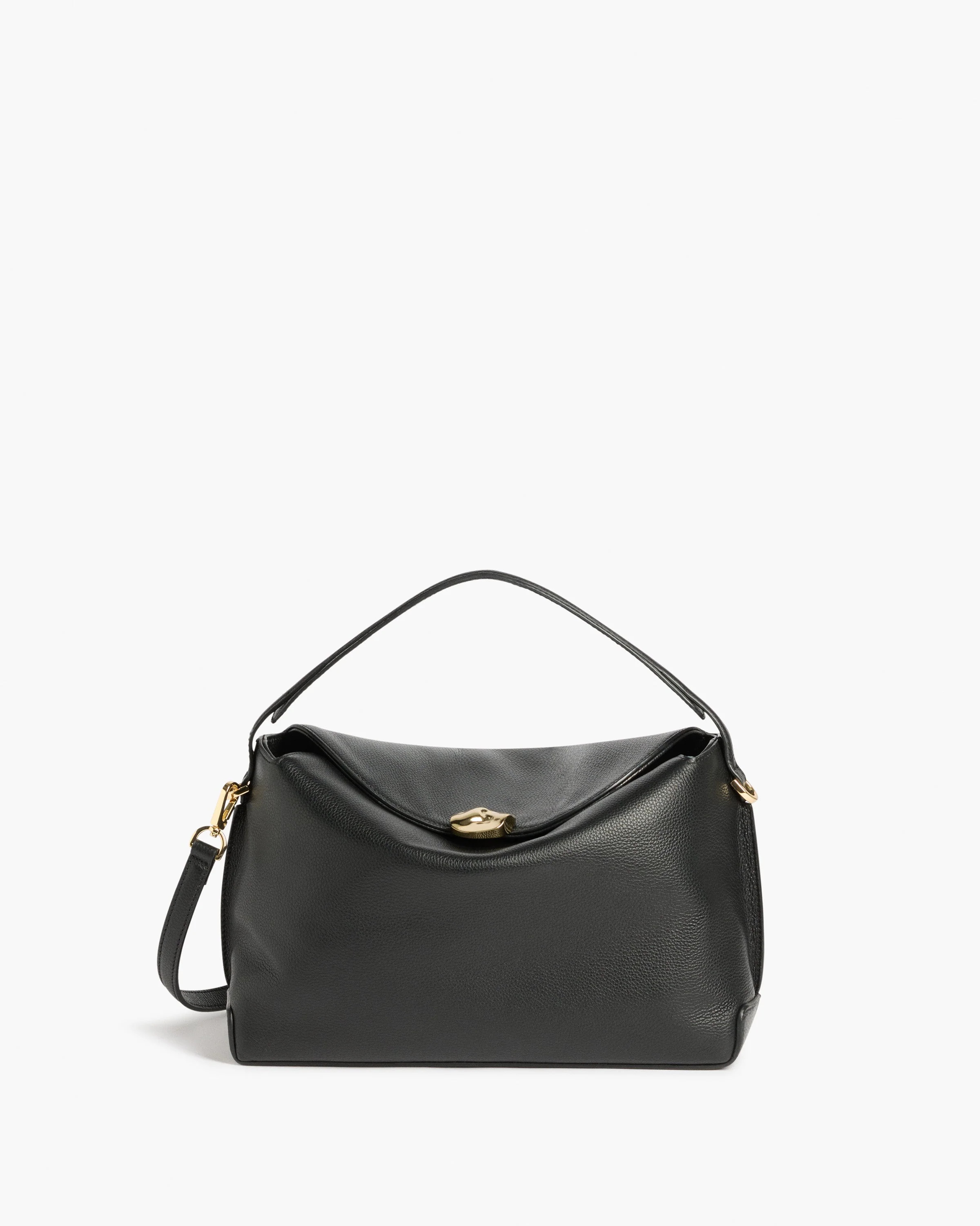 Hanna Grande Bag Grained Leather Black Bag | Flattered