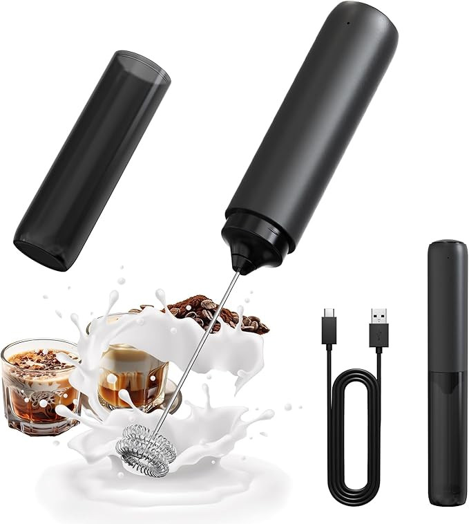 CIRCLE JOY Rechargeable Milk Frother Hanheld, Dual Spring Whisk Electric Coffee Frother, Portable... | Amazon (US)