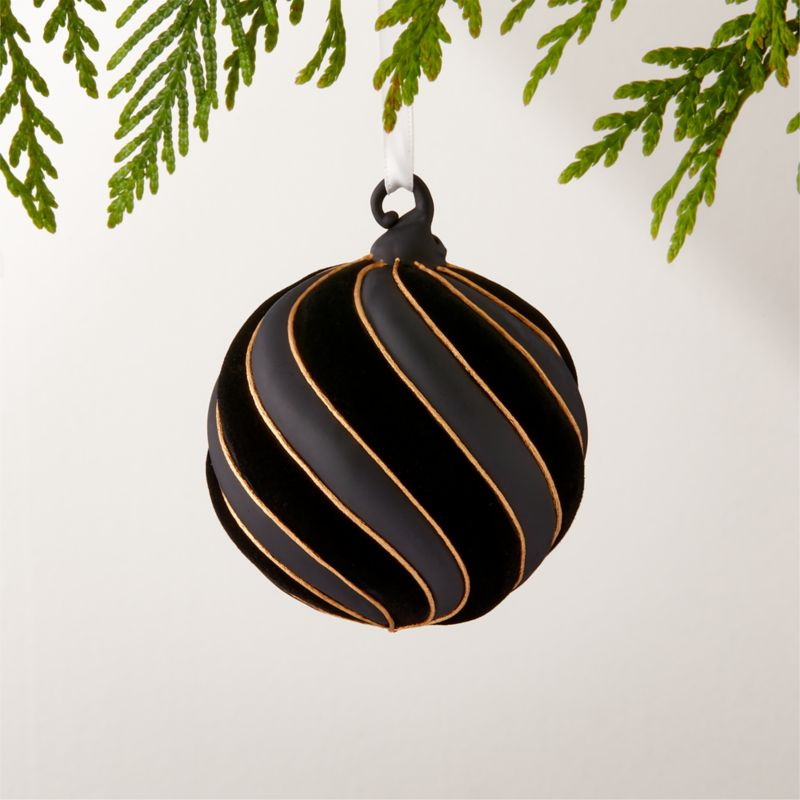 Romy Round Black Velvet Glass Christmas Tree Ornament 3" + Reviews | CB2 | CB2