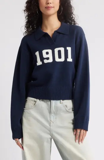 BP. Preppy Jacquard Johnny Collar Sweater | Nordstrom | Nordstrom