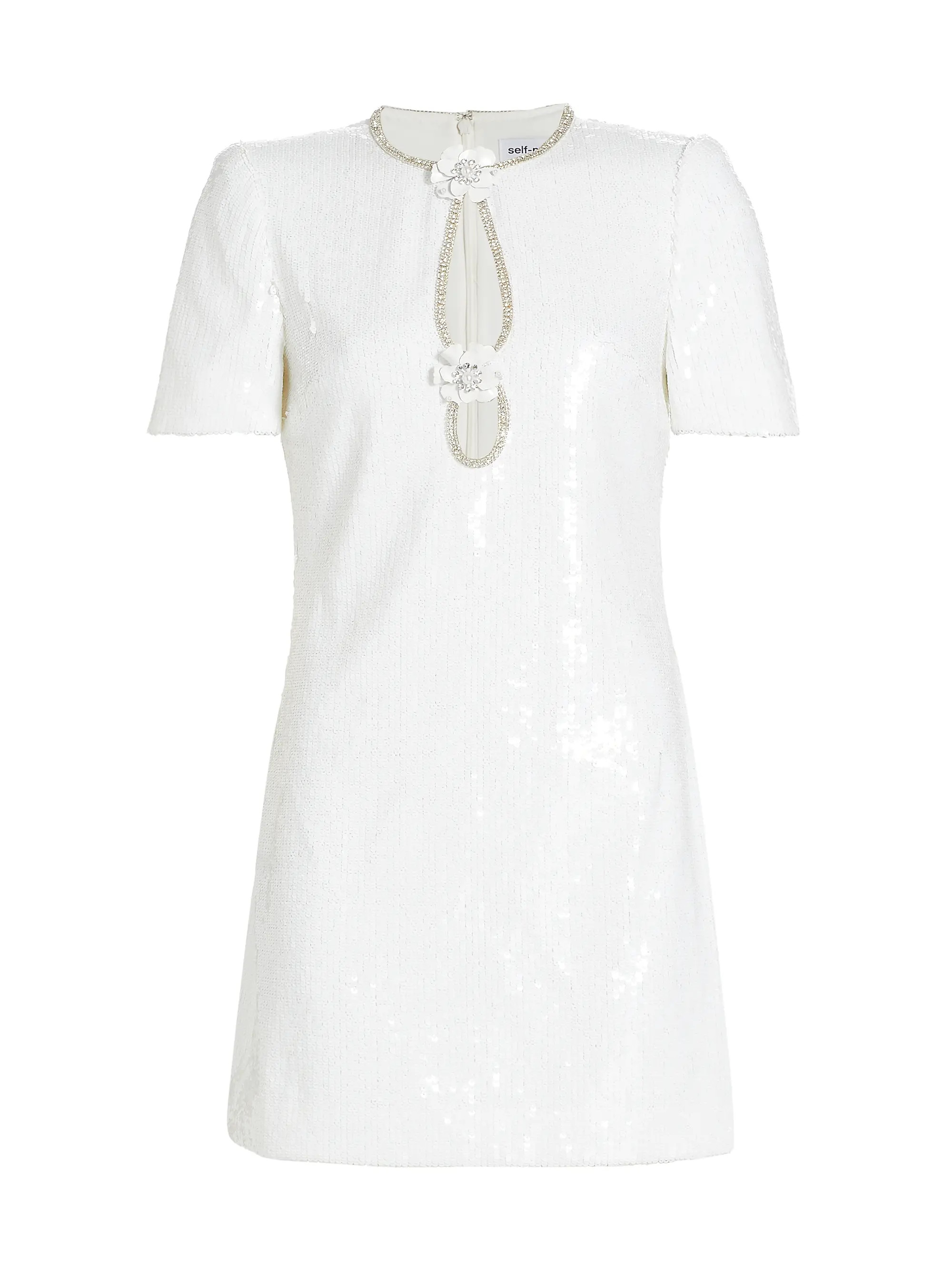 Shop Self-Portrait Sequined Keyhole Minidress | Saks Fifth Avenue | Saks Fifth Avenue