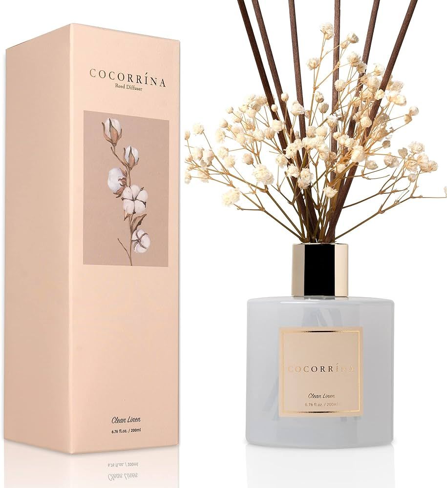 COCORRÍNA Reed Diffuser Set, 6.7 oz Clean Linen Scented Diffuser with Sticks Home Fragrance Reed Dif | Amazon (US)