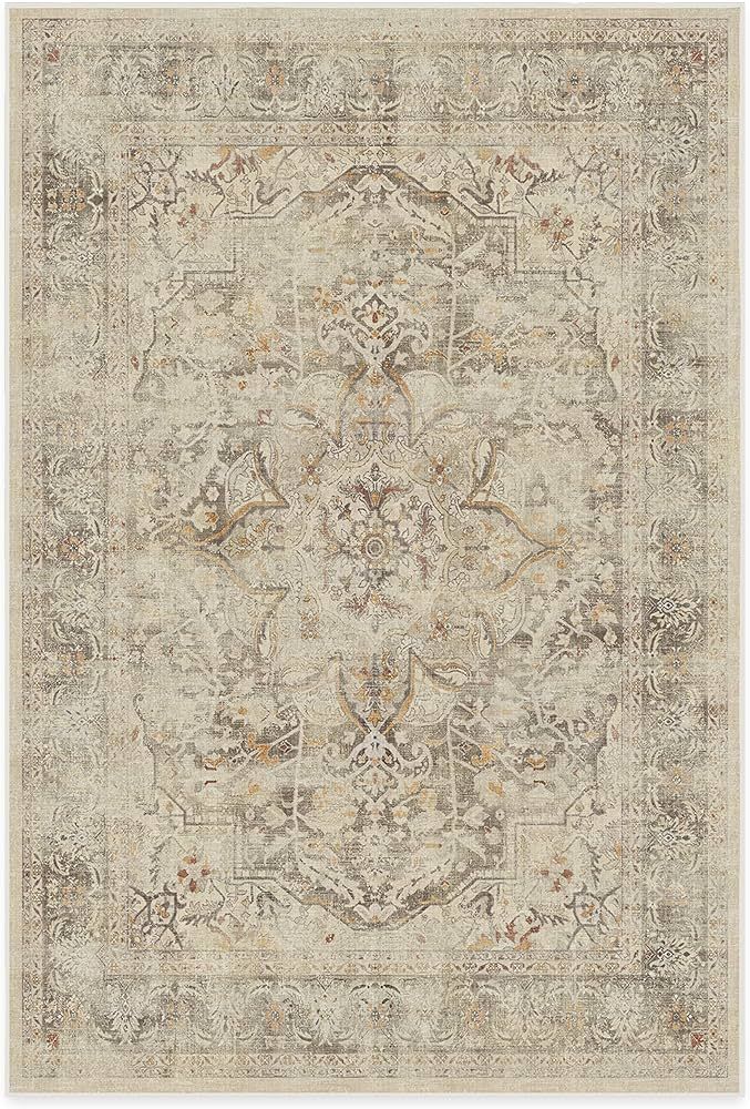 RUGGABLE Sarrah - Machine Washable Rug - Elegant Room Decor and Vintage Area Rug Perfect for Livi... | Amazon (US)