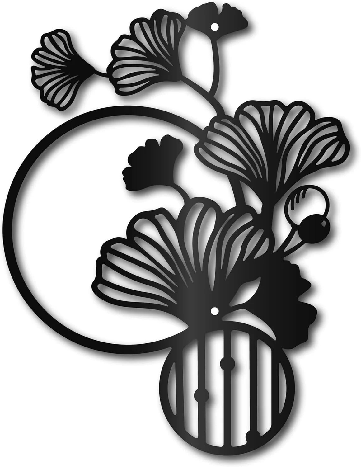 Ginkgo Metal Wall Art Ginkgo Leaf Wall Decoration Black Sculptures Wall Hanging Ornament Hollow O... | Walmart (US)