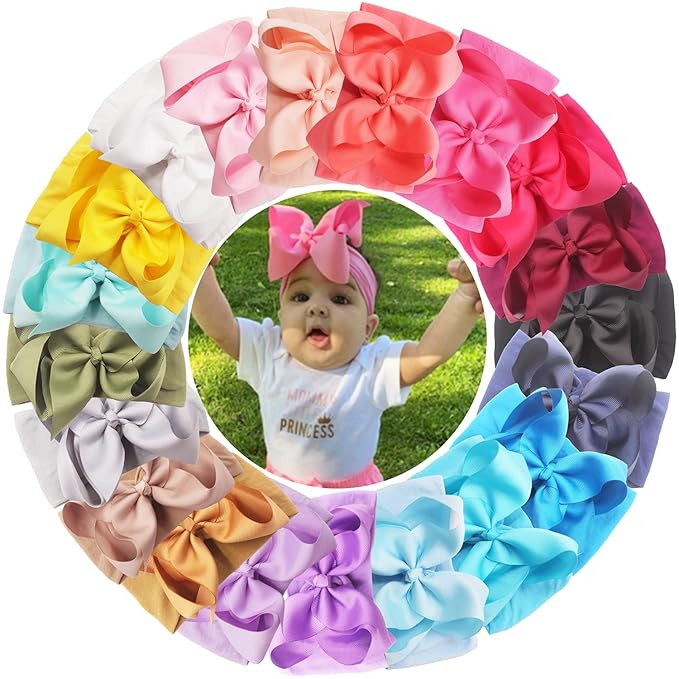 CellElection 20PCS Baby Girls Soft Nylon Headbands 6Inch Big Bows Elastic Nylon Hairbands Hair Ac... | Amazon (US)