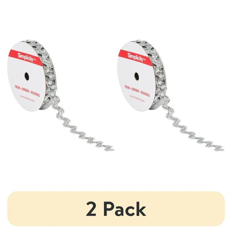(2 pack) Simplicity Trim, Silver 1/2 inch Metallic Ric Rac Trim Great for Apparel, Home Decoratin... | Walmart (US)