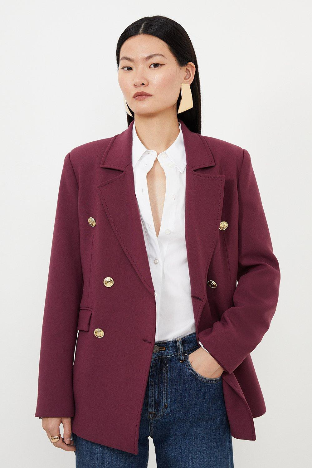 Compact Essential Tailored Double Breasted Blazer | Karen Millen UK + IE + DE + NL